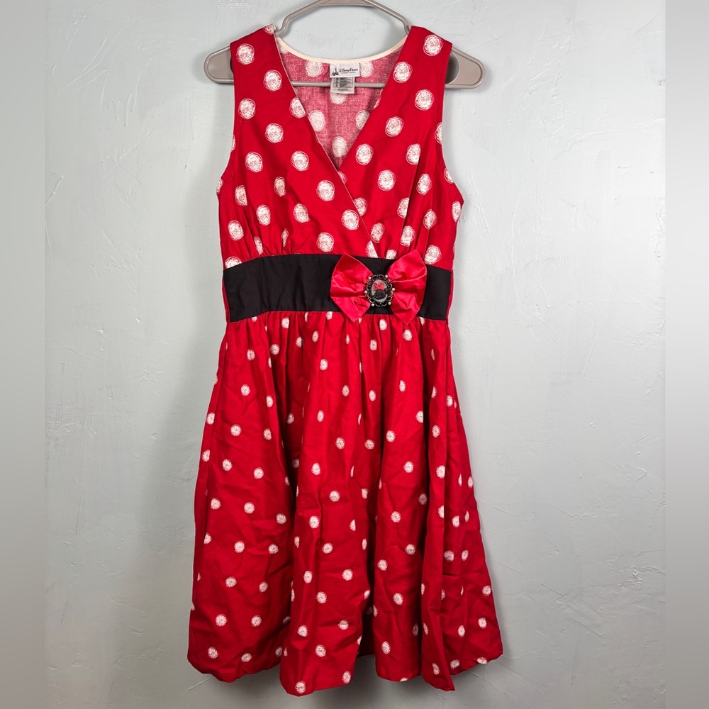 Disney Parks Red and White Polka Dot Minnie Dress with Bow
